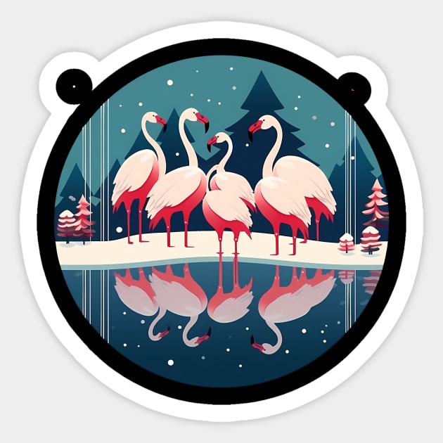 Flamingo Flock Sunset, Love Flamingos Sticker by logiamerch